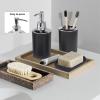 CERBIOR Bathroom Accessories Set 6 Piece Bath Ensemble Includes Soap Dispenser, Toothbrush Holder, Toothbrush Cup, Soap Dish for Decorative Countertop and Housewarming Gift (Shiny black-6pcs) view 4