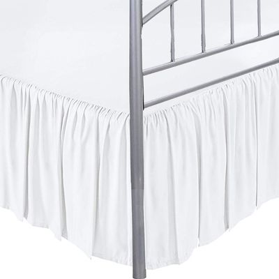 LINEN BEDDING White Solid Queen Ruffled Bed Skirt 18 Inch Drop Split Corner with Platform Bed Skirt Easy Fit Gathered Style, 3 Sided Ruffle Bed Skirt Queen Size White