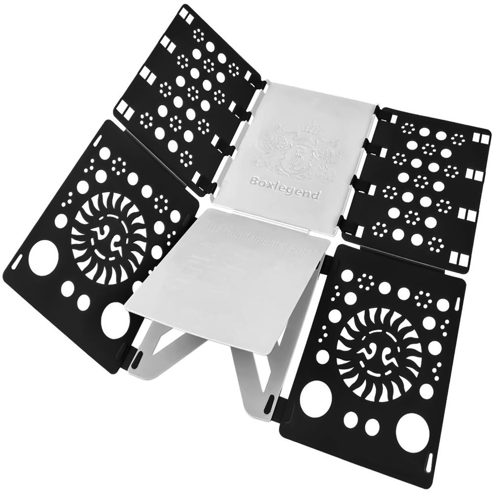 BoxLegend Version 3 Shirt Folding Board T Shirt Clothes Folder Durable Plastic Laundry Folders Folding Boards Helper Tool for Adults and Children (Black&White)