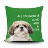 GUGLILI All You Need is Love and A Dog Shih Tzu Throw Pillow Cover Cushion Cover Canvas Decorative Pillowcase for Sofa Car 18x18 Inch,Green view 1