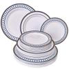Silver Spoons DISPOSABLE DINNERWARE SET | Heavy Duty Plastic Dishes | Elegant Fine China Look | Includes: 20 Dinner Plates, 20 Salad Plates and 20 Dessert Plates | Renaissance Collection (Royal Blue) view 1