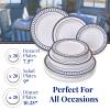 Silver Spoons DISPOSABLE DINNERWARE SET | Heavy Duty Plastic Dishes | Elegant Fine China Look | Includes: 20 Dinner Plates, 20 Salad Plates and 20 Dessert Plates | Renaissance Collection (Royal Blue) view 4