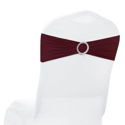 MDS Pack of 75 Spandex Chair Sashes Bow Premium Stretch Chair Cover Band with Buckle Slider Universal fits Elastic Dining Chair Ties for Wedding Party Banquet Events Decoration - Burgundy