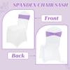 MDS Pack of 75 Spandex Chair Sashes Bow Premium Stretch Chair Cover Band with Buckle Slider Universal fits Elastic Dining Chair Ties for Wedding Party Banquet Events Decoration - Lavender view 4