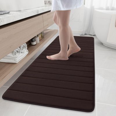 Buganda Memory Foam Bath Mat, 70" x 24", Ultra Soft and Non-Slip Bathroom Rugs, Water Absorbent and Machine Washable Bath Rug Runner for Bathroom, Shower, and Tub, Brown