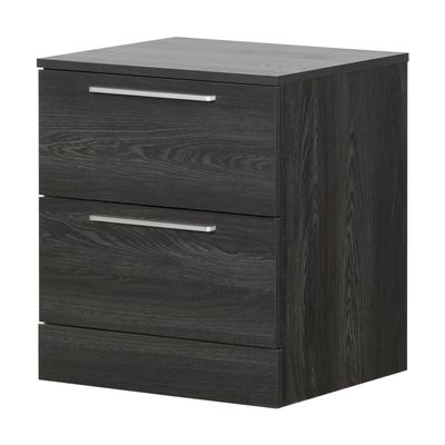 South Shore Step One Essential 2-Drawer Nightstand-Gray Oak