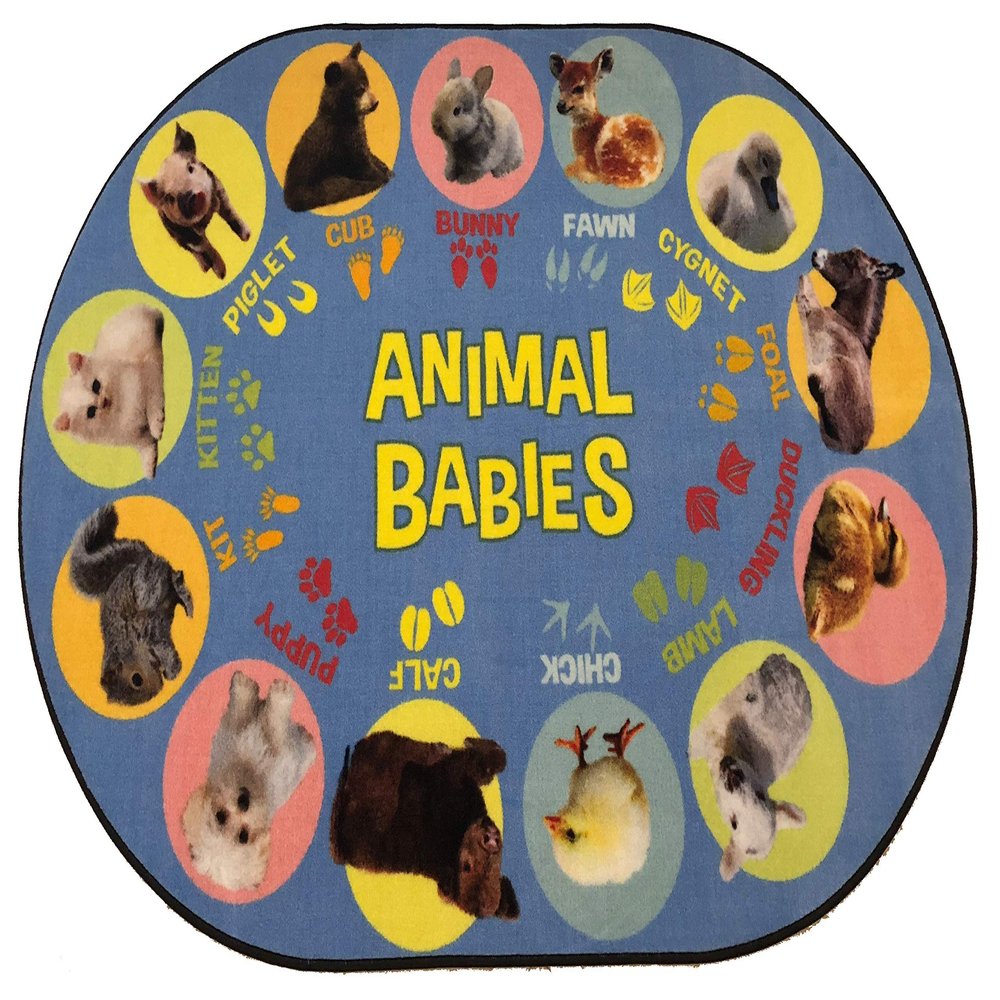 KIDCARPET.COM Animal Babies Preschool 4' x 6' Oval Area Rug