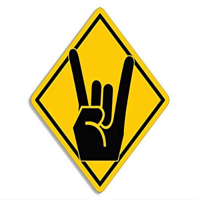MAGNET 5x5 inch Rocker Hand On Board Sticker -decal gesture rocker funny rock music Magnetic vinyl bumper sticker sticks to any metal fridge, car, signs