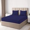 4 PC Cotton Sheets Set, 600 Thread Count 100% Egyptian Cotton, 22 Inch deep Pocket of Fitted Sheet, Long-Staple Combed Cotton Best-Bedding Sheets for Bed, Navy Blue Solid, Olympic Queen Size. view 3