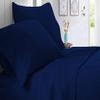 4 PC Cotton Sheets Set, 600 Thread Count 100% Egyptian Cotton, 22 Inch deep Pocket of Fitted Sheet, Long-Staple Combed Cotton Best-Bedding Sheets for Bed, Navy Blue Solid, Olympic Queen Size. view 4
