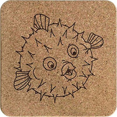 Azeeda 'Puffer Fish' Square Cork Trivet/Pot Stand (TR00011077)