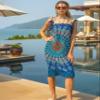 Boho Chic Pareo - Blue Mandala Sarong - Bikini Swimsuit Cover Up - Beach Dress - Wrap Skirt - Bohemian Tapestry Wall Hanging view 3