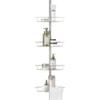 Zenna Home Tension Pole Shower Caddy Corner Organizer, Adjustable Standing Shower Caddy with 4 Baskets and Towel Bar, Rust Resistant Bathroom Tension Rod Organizer, 60 to 97 Inch, Satin Nickel view 1