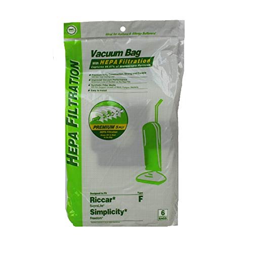 6 DVC MicroLined Riccar SupraLite/Simplicity Freedom Hepa Filtration Vacuum Bags