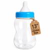 Evershine Plastic Baby Bottle Bank, 13" Blue Fillable Baby Shower Bank, Plastic Jumbo Baby Favor Bottle Centerpiece view 1