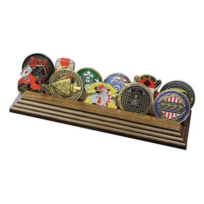 2 Row Challenge Coin Holder - Military Coin Display Stand - Amazing Military Challenge Coin Holder - Holds 10-15 Coins 2 Rows MADE IN THE USA! (SOLID Walnut)