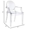 Nicer Furniture Set of 1 Louis XVI Ghost Chair with Arms-Modern Armchair with Arm Polycarbonate Plastic in Clear Transparent Crystal view 2