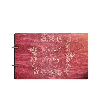 Just Customized Personalized Handmade Mr Mrs Wedding Guest Book for Bride and Groom Wood Alternative Custom Engraved Newlywed Marriage Album (Rosewood)