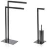 Mve Brush and Toilet Paper Holder, Metal, Black, 20x16x71 cm view 2