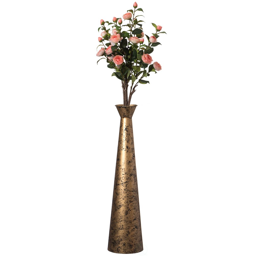 Brushed Paint Unique Straight Design Metal Decorative Floor Vase Flower Holder for Entryway, Living Room, or Dining Room-Perfect for Displaying Flowers or Plants (Large)