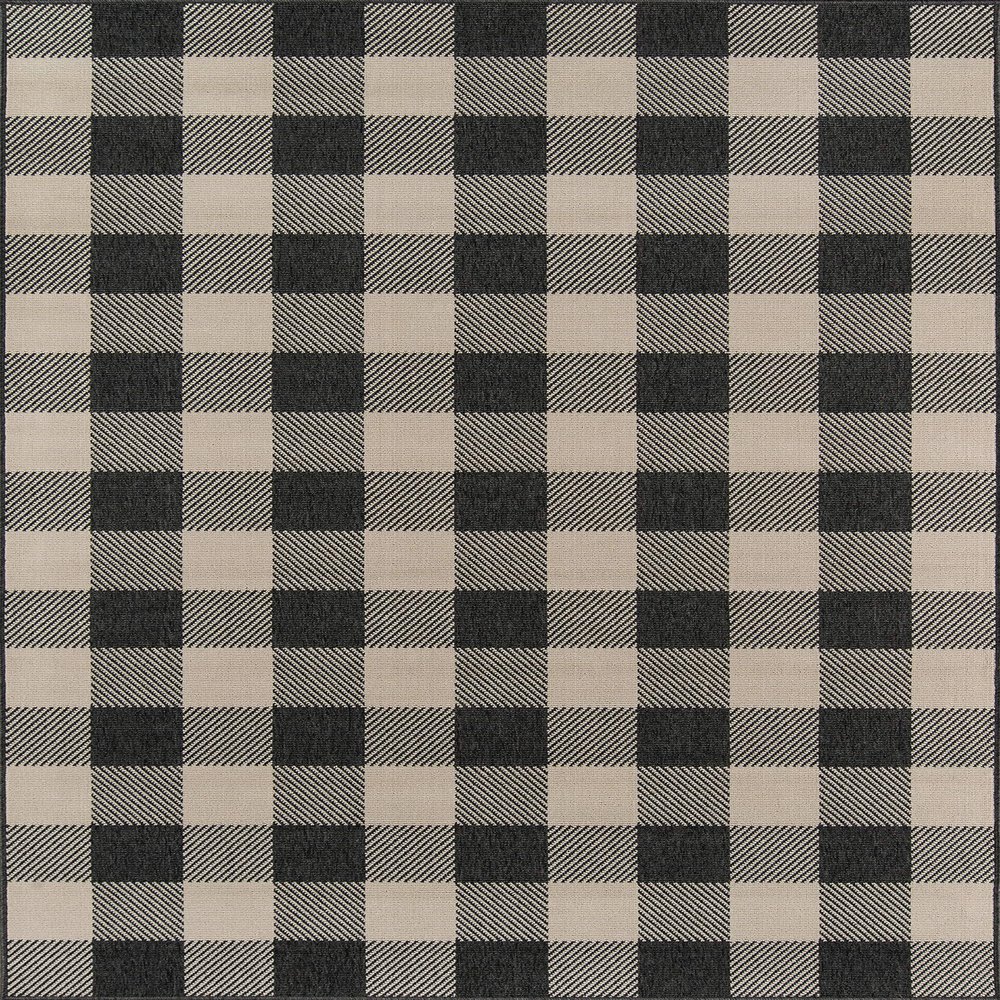 Momeni Baja Buffalo Check Area Rug, 6'7" X 9'6", Charcoal
