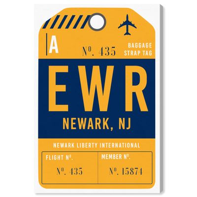 The Oliver Gal Artist Co. Cities and Skylines Wall Art Canvas Prints 'Newark Luggage Tag'