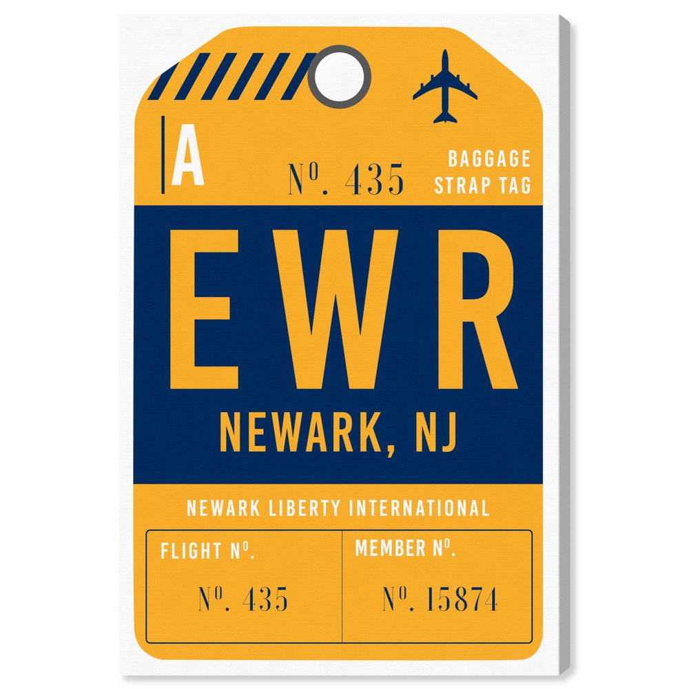The Oliver Gal Artist Co. Cities and Skylines Wall Art Canvas Prints 'Newark Luggage Tag'