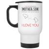 The Love Between Mother & Son Knows No Distance South Carolina State And District of Columbia State, I Love Mom! - Mother's Day Gift From Son 14oz Insulated Travel Mug with Lid view 1