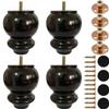 Hyever 4 Inch Wood Furniture Legs Black, Sofa Legs Replacement Wooden Bun Feet with Hanger Bolts and T Nuts for Sofa Couch Chair Table Desk Bed Cabinet Set of 4 view 1