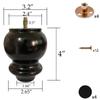 Hyever 4 Inch Wood Furniture Legs Black, Sofa Legs Replacement Wooden Bun Feet with Hanger Bolts and T Nuts for Sofa Couch Chair Table Desk Bed Cabinet Set of 4 view 2