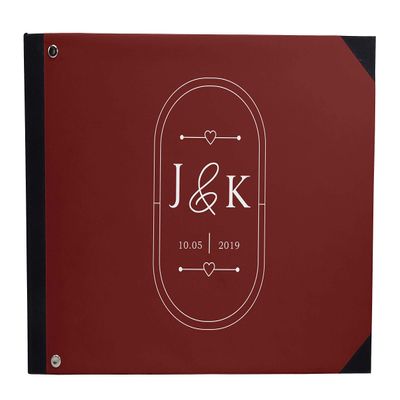 Darling Souvenir Red Heart & Frame Wedding Guestbook Hardbound Cover Printed Anniversary Wedding Guest Registry-9 x 12 Inches