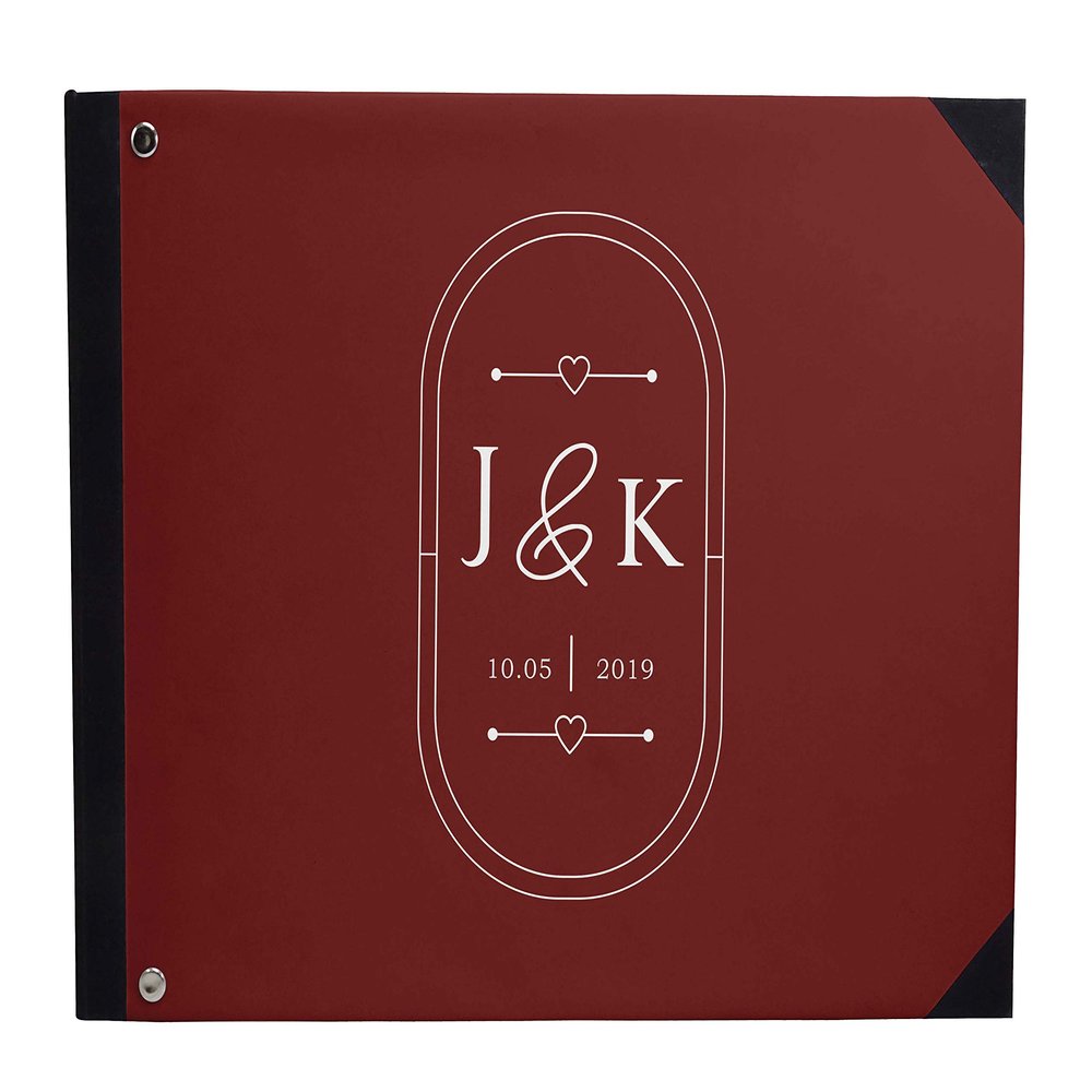 Darling Souvenir Red Heart & Frame Wedding Guestbook Hardbound Cover Printed Anniversary Wedding Guest Registry-9 x 12 Inches