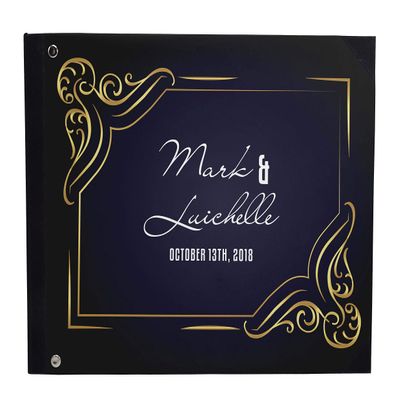 Darling Souvenir Black Victorian Frame Wedding Guestbook Hardbound Cover Printed Anniversary Wedding Guest Registry-9 x 12 Inches