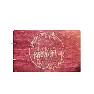 Just Customized Personalized Handmade Mr Mrs Wedding Guest Book for Bride and Groom Wood Alternative Custom Engraved Newlywed Marriage Album (Rosewood)