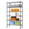 6 Tier Wire Shelving Unit Rack NSF Heavy Duty Height Adjustable Storage Shelf Metal Shelving with Wheels/Feet Levelers Garage Rack Kitchen Rack Office Rack Commercial Shelving - Black - 18x48x82 view 1