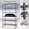 6 Tier Wire Shelving Unit Rack NSF Heavy Duty Height Adjustable Storage Shelf Metal Shelving with Wheels/Feet Levelers Garage Rack Kitchen Rack Office Rack Commercial Shelving - Black - 18x48x82 view 2