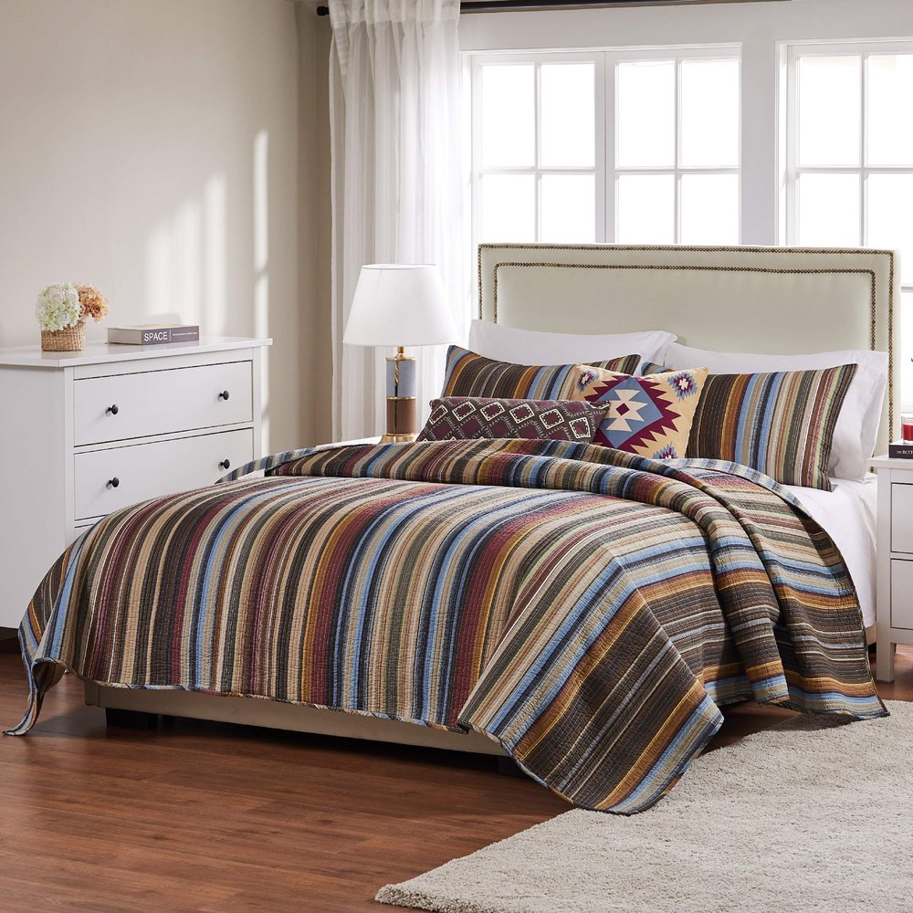 Greenland Home Durango 100% Cotton Reversible Quilt Set, 5-Piece King/Cal King, Earth