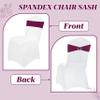 MDS Pack of 25 Spandex Chair Sashes Bow Premium Stretch Chair Cover Band with Buckle Slider Universal fits Elastic Stretch Chair Ties for Wedding Party Banquet Events Decoration - Eggplant view 4