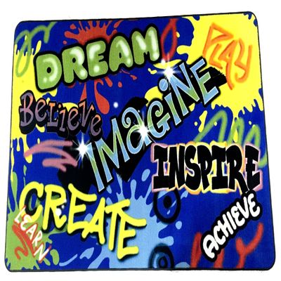 KIDCARPET.COM Inspiration Graffiti Decorative Classroom Rug | Modern Accent Carpet for Preschool Reading Corner Decor, 4' x 6'