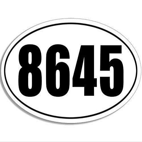 MAGNET 3x5 inch White Oval 8645 Sticker (Anti Trump Stop Impeach Resist Bumper) Magnetic vinyl bumper sticker sticks to any metal fridge, car, signs