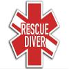 MAGNET 4x4 inch Rescue Diver Star of Life Shaped Sticker -decal logo diving dive scuba Magnetic vinyl bumper sticker sticks to any metal fridge, car, signs view 1