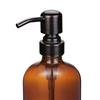 2 Pack 16 Ounce Boston Round Glass Bottles Soap Dispenser with Oil Rubbed Bronze Stainless Steel Pumps view 2