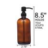 2 Pack 16 Ounce Boston Round Glass Bottles Soap Dispenser with Oil Rubbed Bronze Stainless Steel Pumps view 4