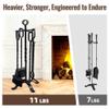 AMAGABELI GARDEN & HOME 5 Pieces Fireplace Tools Set Indoor Wrought Iron Fire Place Pit Large Poker Wood Stove Log Firewood Tongs Holder with Handles Modern Black Outdoor Accessories Kit view 4
