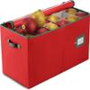 ZOBER Large Christmas Ornament Storage Box - Stores 54 4" Large Ornaments, With Dividers - Ornament Organizer Storage Box, Durable Christmas Containers Holder, Dual Zipper - Red view 1