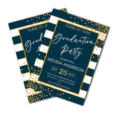 Graduation Party Invitation | Navy and Gold | Graduation Announcement | Graduation Invitation | Class of 2020 | College | High School