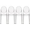 2xhome Set of 4 Louis Style Acrylic Ghost Stackable Dining Chairs, Armless Clear Transparent Oval Back Vanity Side Kitchen Chairs, Clear view 1