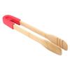 Fdit Wooden BBQ Tongs with Silicone Handle, 11.8 Inch, Heat Kitchen Serving Clamp, Red view 1