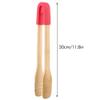 Fdit Wooden BBQ Tongs with Silicone Handle, 11.8 Inch, Heat Kitchen Serving Clamp, Red view 2