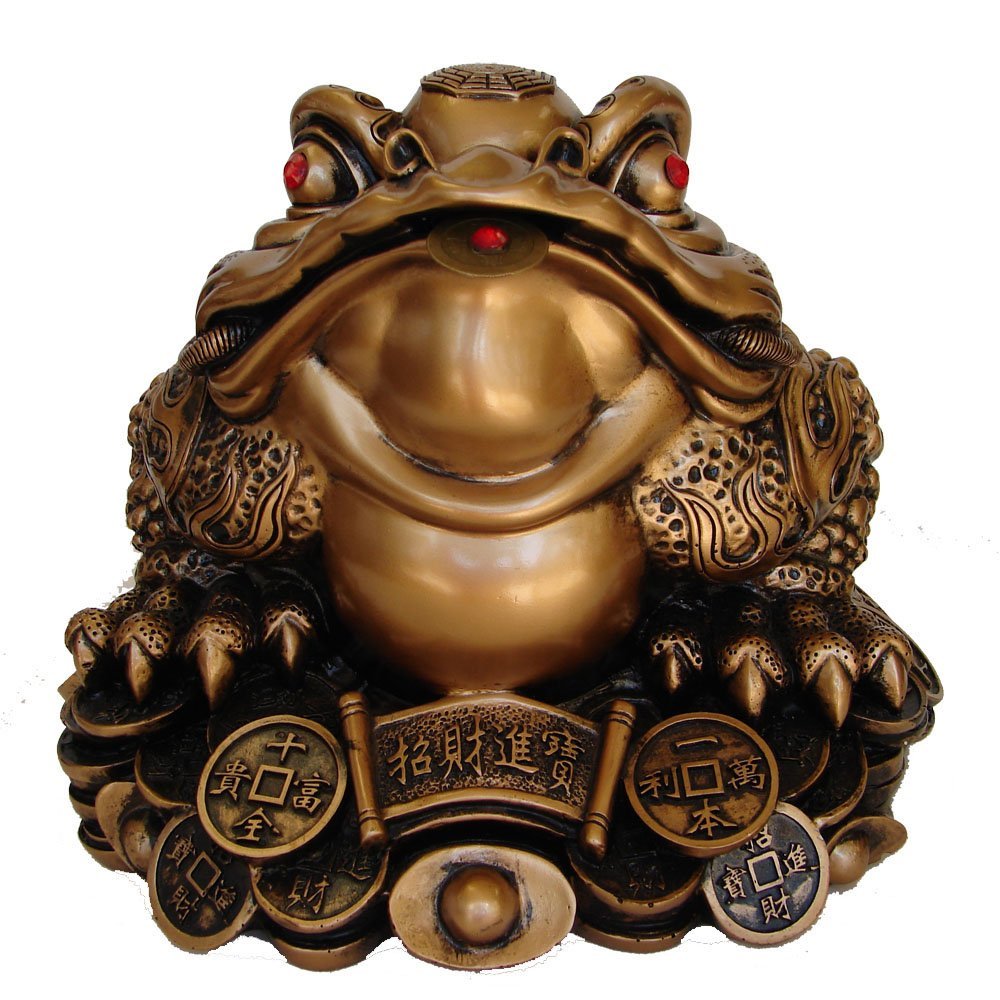 10" Big Feng Shui Money Frog 3-Legged Toad w/Red Gem in Its Mouth to Bring Wealth